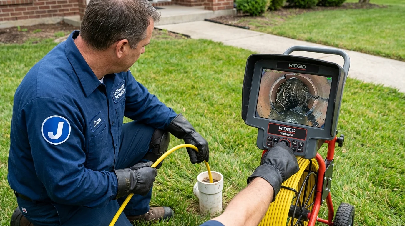 Sewer camera inspection being performed by Johns Plumbing LLC in Blue Mound