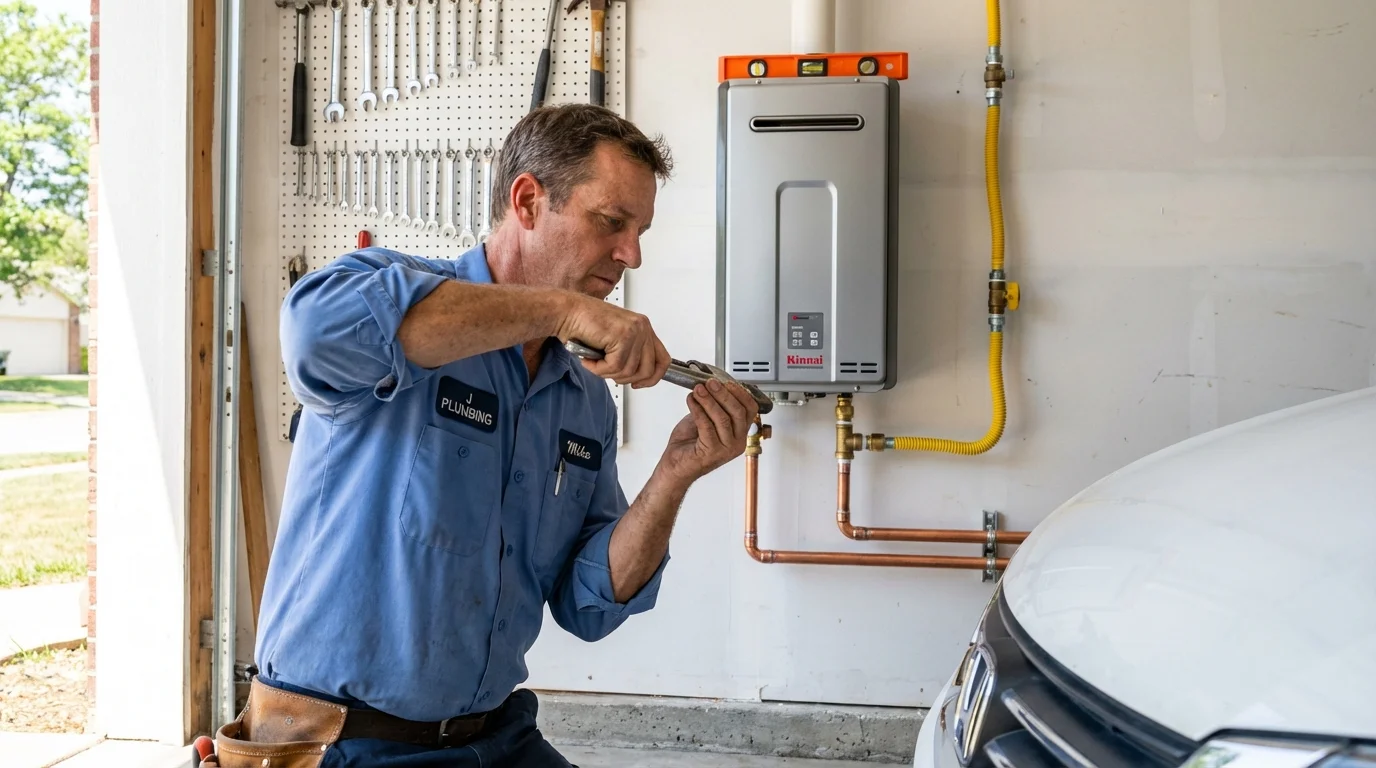 Tankless water heater installation by a Johns Plumbing LLC plumber in Blue Mound